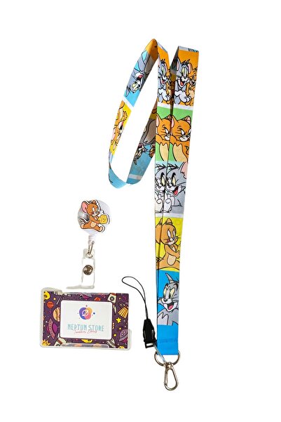 neptünstore طقم توم وجيري مكون من 3 قطع للرقبة وحزام للهاتف + جيري يويو + حقيبة لحمل البطاقات