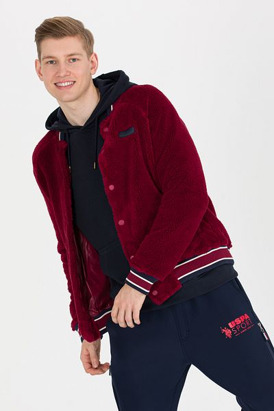 U.S. Polo Assn. Ανδρική ζακέτα με γιακά με κεράσι 50253186 -VR223