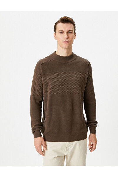 Koton Пуловер наполовина с висока яка, трикотажно облекло с текстура