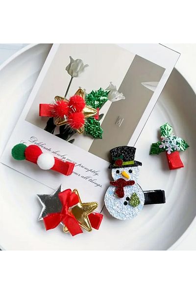 NEHİRDEN 5 Pieces New Year Christmas Winter Themed Buckle Set