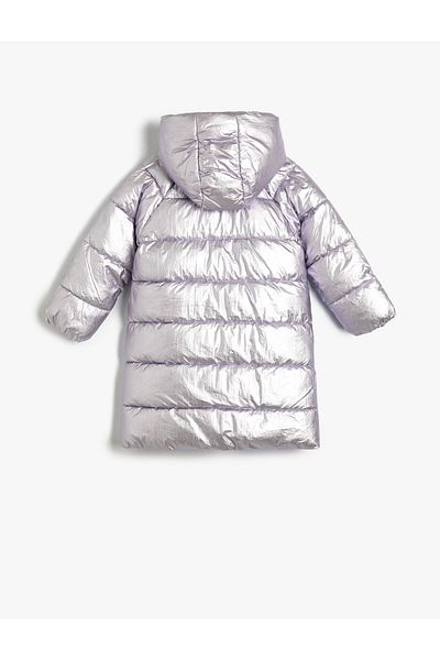 Koton Dlouhá bunda Puffer Bunda Polstrovaná kapsa na zip s kapucí