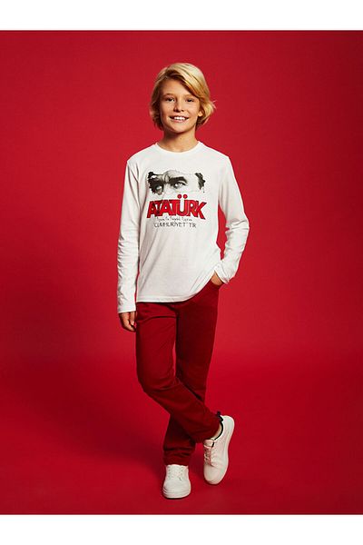 LC Waikiki Lcw Kids Red Boys' Trousers - Elastic Waist
