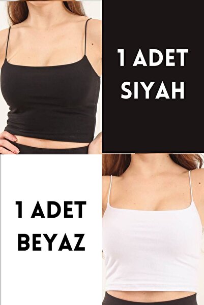 Mogi Butik Жіночий базовий кроп-топ на бретельках з трикотажу 3051