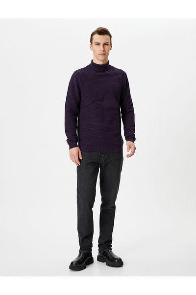 Koton Turtleneck Sweater Knitwear Slim Fit Textured Long Sleeve