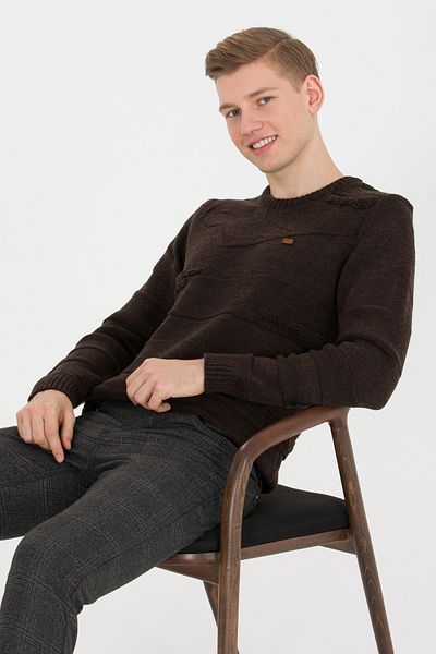 U.S. Polo Assn. Мъжки плетен пуловер с кокосово деколте 50256452-VR153