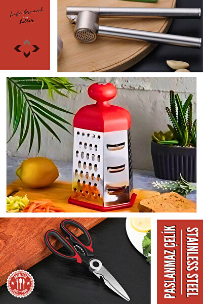 LİGROUND طقم مطبخ فاخر من الفولاذ المقاوم للصدأ مكون من 3 قطع - هراسة الثوم، ...