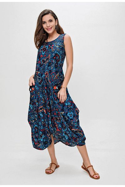 DNC Ethnic Pattern Asymmetrical Viscose Dress