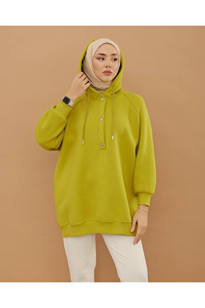 DENİKK Trend 3 Thread Chardoned Hooded Fleece Soft Textured Long Sweat