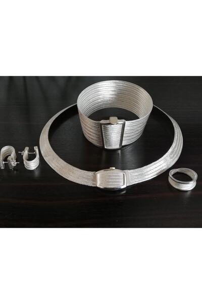 EgeEceSilvers 925 Ayar Gümüş Trabzon Hasırı Set