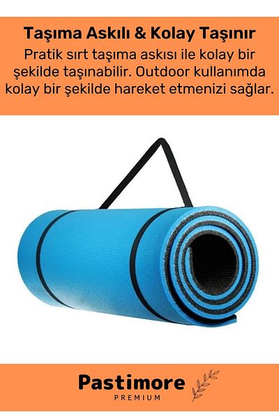 Pastimore Χαλάκι Yoga Comfort διπλής όψης - Αντιολισθητικό μαύρο μπλε χαλάκι με ιμάντα μεταφοράς