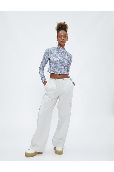 Koton Parachute Trousers with Large Pockets, Elastic, Low Waist, Stoppers
