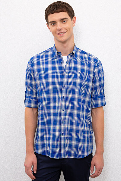 U.S. Polo Assn. Men's Cobalt Blue Long Sleeve Shirt 50220555-Vr077