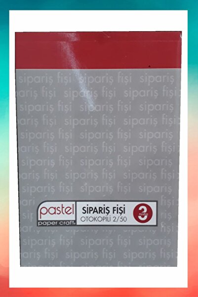 Pastel Sipariş Fişi 2/50 (A5) Ölçüsü: 14x20 cm, Otokopili 1 Asıl 2 Suret 3 Nü...