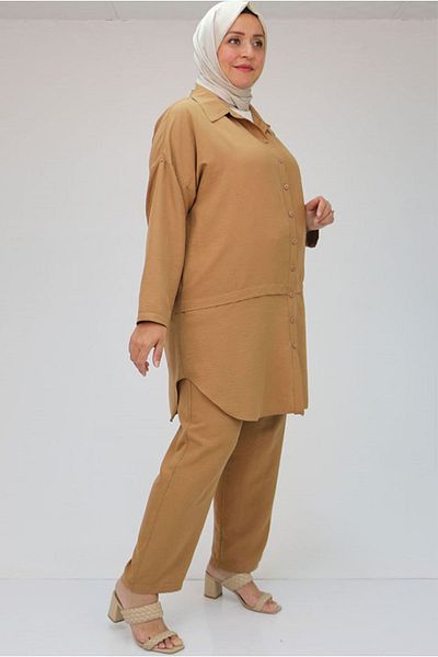 Moda Rosa 24Y47063 - VIZON - طقم بنطلون ميراكل كبير الحجم بفتحة أمامية