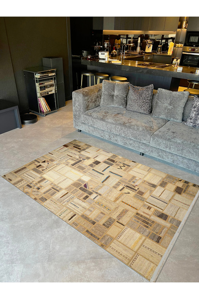 Rugs Modern Halı North Collection Multicolored Shapes Patterned Woven Base De...