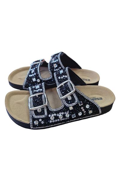 madam gold Εξαιρετικά άνετες γυναικείες παντόφλες - Casual σχέδιο με περίτεχνη διακόσμηση, πέτρες και χάντρες