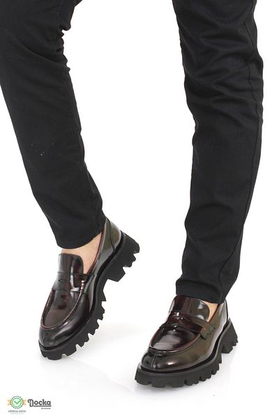 MARCOMEN Men's Genuine Leather Thick Sole Semi-Shiny Loafer Shoes Mr4K/Lf20228