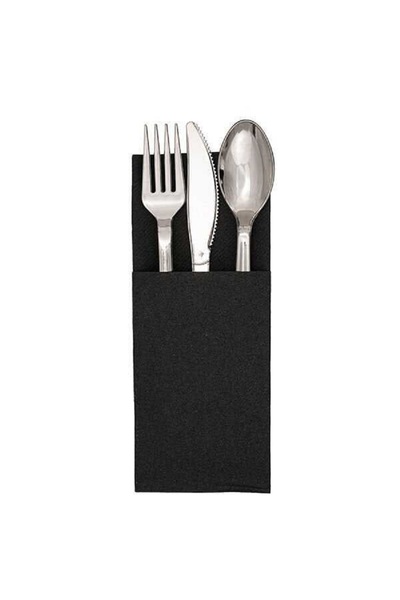 Kraft منديل النادل المطلي باللون الأسود مع جيوب مقاس 33 × 33 سم - 20 قطعة