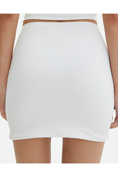 SUHIS Fusta mini strânsă cu talie albă