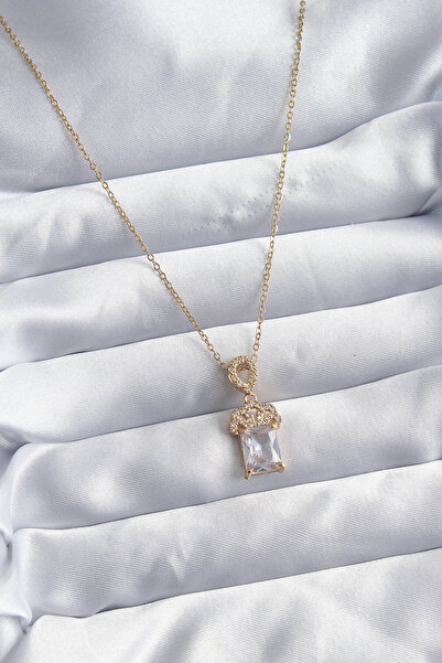 Generic Brand 316L Steel Chain Gold Color Zircon Stone Crown Model Women's Ne...