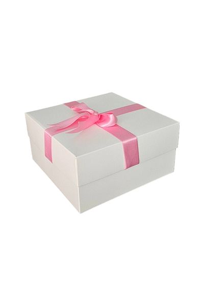 HEDİYEDİYE White Gift Box - Empty with Pink Ribbon