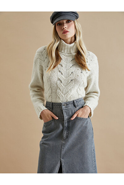 Koton Şahika Ercümen Beaded Half Turtleneck Sweater