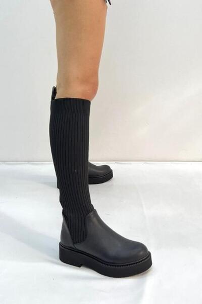 inizio Black Knitwear Conch Boots Prt670