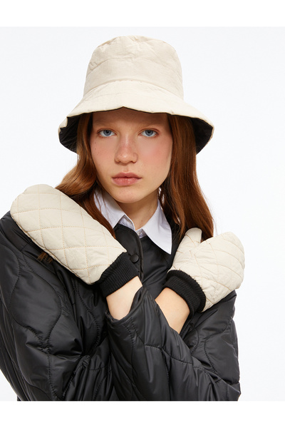 Koton Şişme Kapitone Eldiven Ribanalı Suni Kürk Astarlı