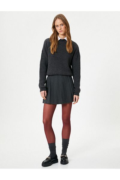 Koton Knitted Sweater Half Turtleneck Flower Embroidery - Handmade Collection