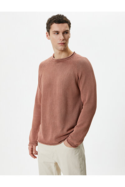 Koton Triko Kazak Yıkamalı Bisiklet Yaka Dikiş Detaylı Pamuklu