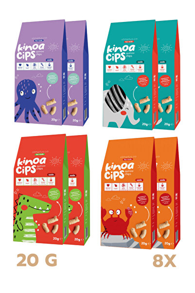 slimplus 8 Paket 20G Sade Kinoa Cipsi for Kids Glutensiz Vegan Yağsız Cips Ço...