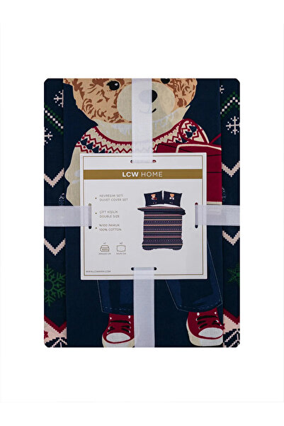 LC Waikiki Lacivert Ayıcık Teddy Baskılı Çift Kişilik Nevresim Seti