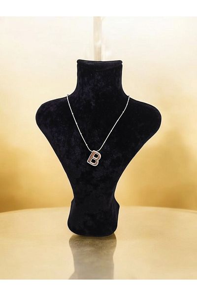 staınless steel Silver Color Letter B Stainless Steel Balloon Letter Necklace - Women's Accessory