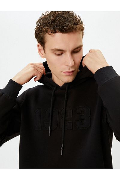 Koton Republic Embroidered Kangaroo Pocket Hooded Sweatshirt Special for the 100th Anniversary