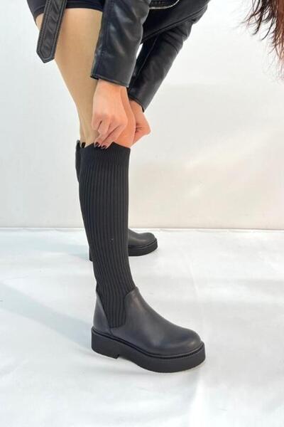inizio Black Knitwear Conch Boots Prt670