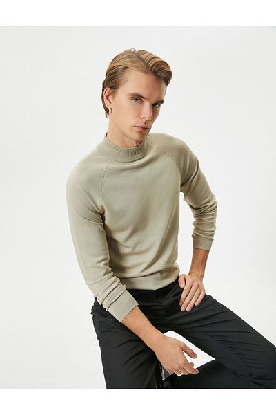 Koton Halber Rollkragenpullover, schmale Passform, langärmlig