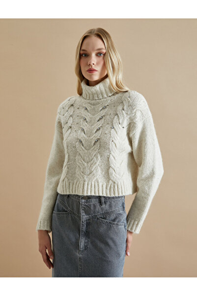 Koton Şahika Ercümen Beaded Half Turtleneck Sweater