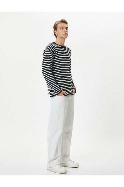 Koton Ripped Sweater Knitwear Crew Neck Long Sleeve
