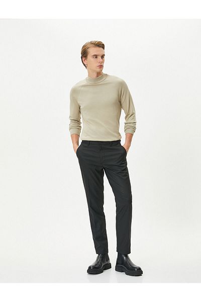 Koton Halber Rollkragenpullover, schmale Passform, langärmlig