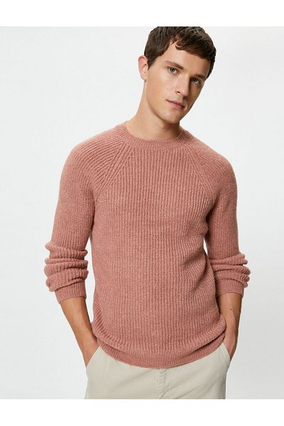 Koton Kötöttáru Pulóver Crew Neck Puha texturált Slim Fit Hosszú ujjú