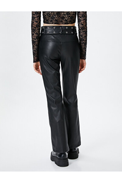 Koton Kadın Giyim Deri Pantolon- 4WAL40128IW SİYAH