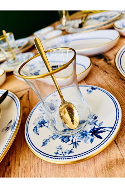 CASA DE BELLA Çiçek Desenli 38 Parça 6 Kişilik Lüks Kahvaltı Takımı