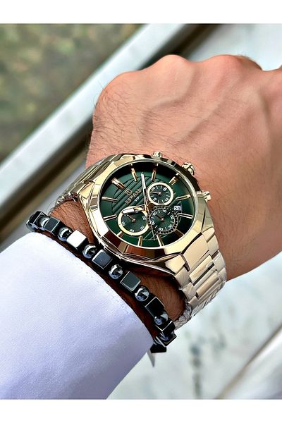 Reward Gold Color Functions Active Steel Cord Men's Wrist Watch + Bracelet