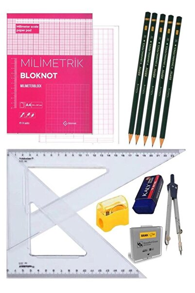 Artlantis Milimetrik Teknik Çizim Seti 12 Parça 1 Paket Kırmızı Milimetrik Çi...