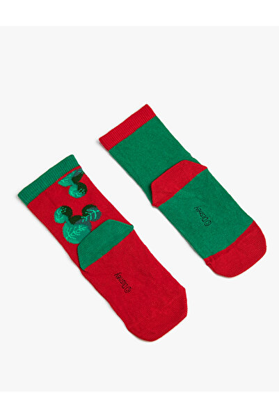 Koton Συσκευασία 2 κάλτσες με στάμπα Minnie και Mickey Mouse με άδεια χρήσης