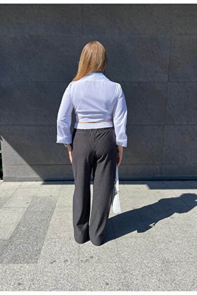 Flow Siyah Çizgili Gömlek Ve Pantolon Takım