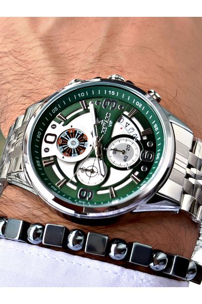 Ferrucci Silver Color Function Roulette Function Steel Cord Men's Wrist Watch + Bracelet
