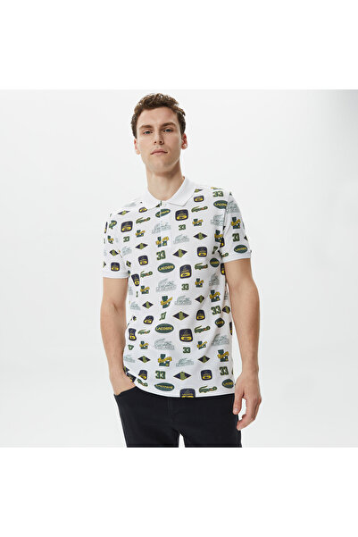 Lacoste Erkek Slim Fit Baskılı Beyaz Polo