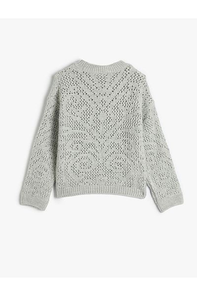 Koton Knitted Sweater Openwork Round Neck Long Sleeve