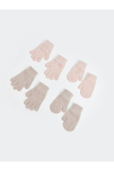 LC Waikiki LCW ACCESSORIES Açık Pembe Basic Kız Bebek Triko Eldiven 2'li